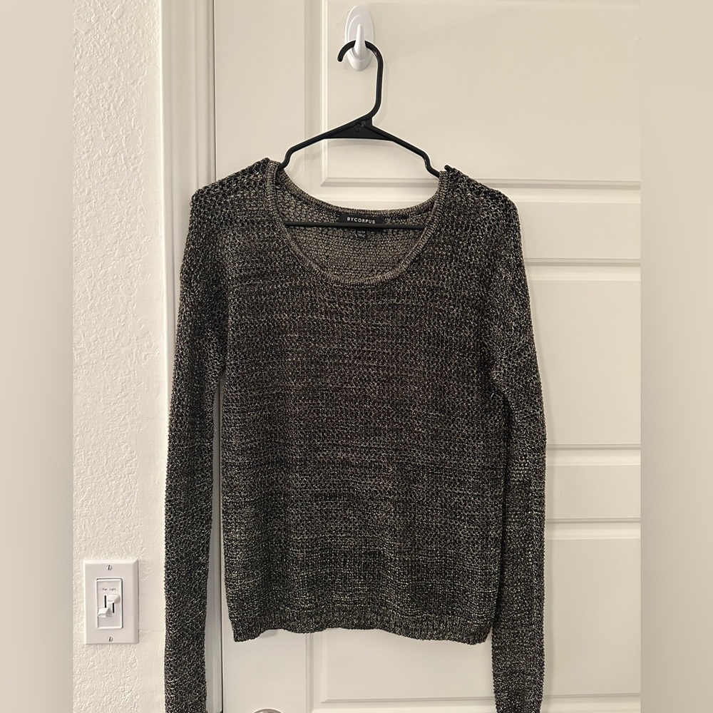 Black and gold see through knit sweater